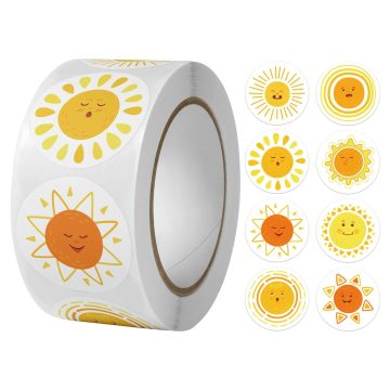 Cartoon Sun Smile Kids Reward Stickers - Party Scrapbooking Gift Packaging Labels