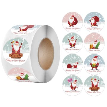 Christmas Gift Seal Labels for New Year Decor, Greeting Cards, and Candy Bags