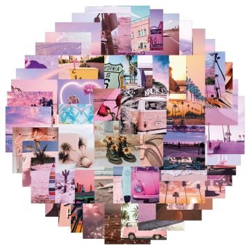 California Sunshine Landscape Stickers - Pink Aesthetic Decal Pack