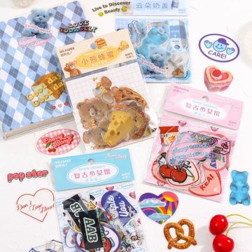 Pink Girl Heart Stickers - Korean Style Scrapbook Decor
