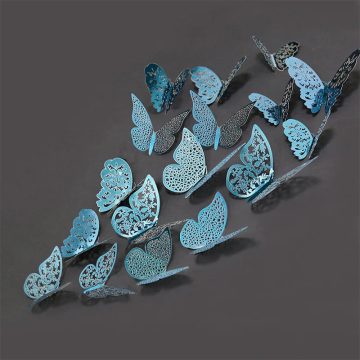 3D Indigo Butterfly Wall Stickers Elegant Magnetic Decor Set