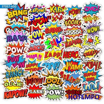 Comic Explosion Slogan Stickers BAM POW WOW BOOM BANG OMG OOP for Phone, Laptop, Luggage, Skateboard