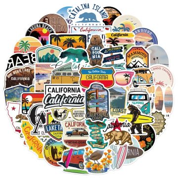 California Aesthetic Stickers - Waterproof Decals for Skateboard & Travel Gear