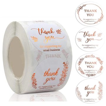 Kraft Thank You Stickers with Flower Garland for Gift Packaging