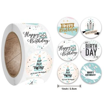 Happy Birthday Vintage Stickers for DIY Gift Wrapping