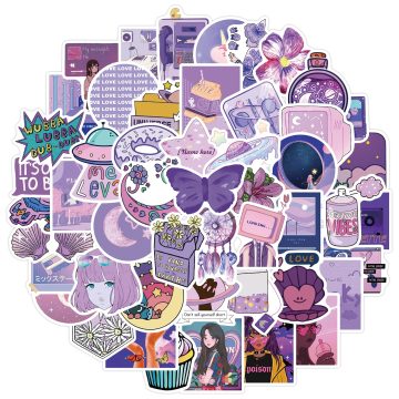 Cute Cartoon Purple Inspired Style Girl Graffiti Stickers for Laptop Snowboard Luggage Fridge