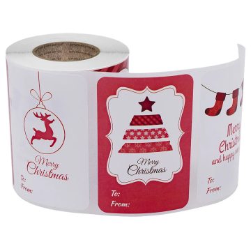 Santa Cartoon Elk Sticker Christmas Gift Tag Designs for Presents Wrapping Paper and Envelope