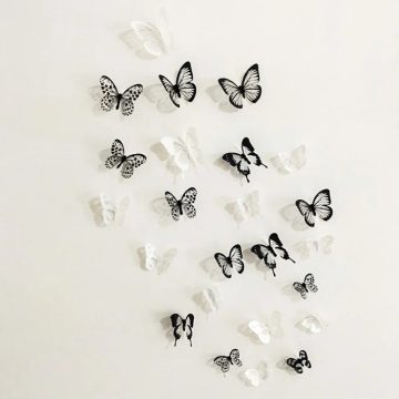 3D Crystal Butterfly Wall Stickers Black & White Room Decor