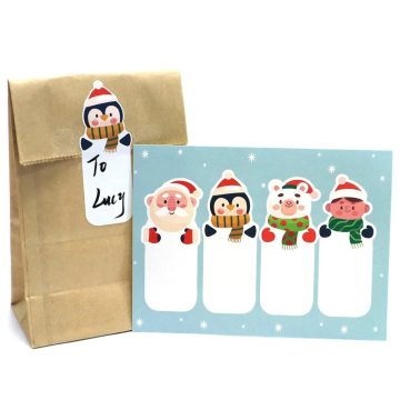 Cute Christmas Gift Box Stickers for Wrapping and Packaging