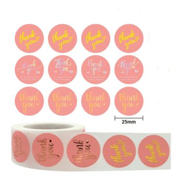 Pink Hot Stamping Thank You Seal Stickers Self-Adhesive Film