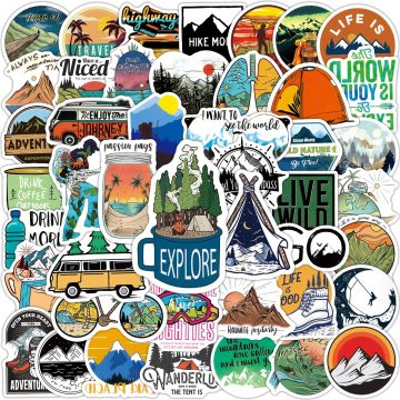 Wild Adventure Camping Stickers for Bike & Phone