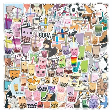 Bubble Tea Kawaii Stickers - Aesthetic Decals for Water Bottles & Devices