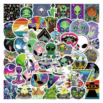 Psychedelic Alien Graffiti Stickers - Cool Waterproof Decals for Wall DIY