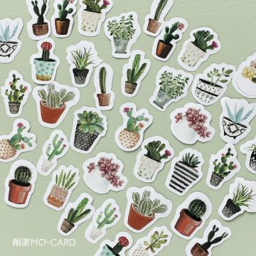 Cute Cactus Plant Stickers - Scrapbook & Water Bottle Decor