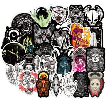 Gothic Horror Devil Witch Stickers - Skateboard Luggage Graffiti Decals