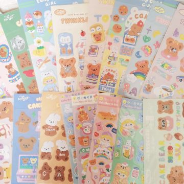Cute Bear Lollipop Girl Stickers Korean Scrapbooking Decoration