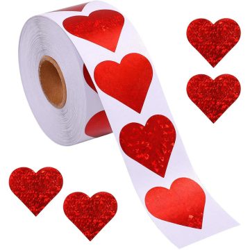 Sparkling Red Heart Stickers for Valentine's Day and Scrapbooking