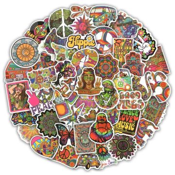 Hippie Psychedelic Stickers - Suitcase Notebook Skateboard Laptop Graffiti Art