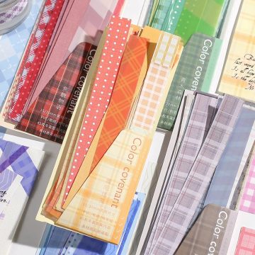 Retro Plaid and Polka Dot Long Stickers Scrapbook & Journal Decor