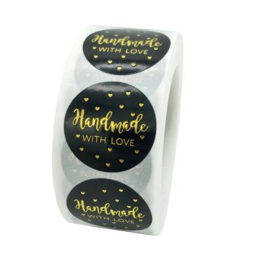 Black Handmade With Love Baking Stickers - Wedding Party Envelope Seal Stationery
