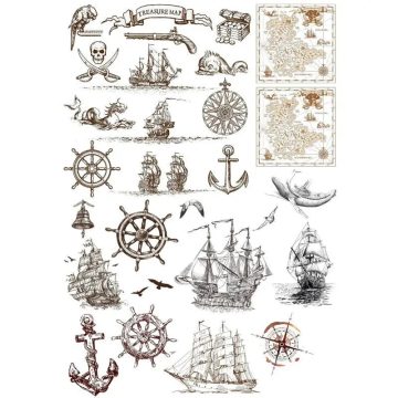 Pirate Boat & Anchor Stickers Vintage Scrapbook and Journal Stationery