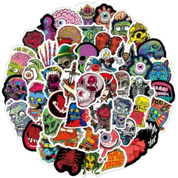 Horror Skull Zombie Stickers - Gothic Decals for Guitar Motorcycle