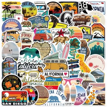 California Landscape Graffiti Stickers - Aesthetic Waterproof Decals for Bike Travel Guitar