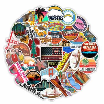 California Forest Grizzly Beach Vacation Decals for Phone Guitar