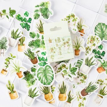 Green Potted Plant Stickers - Washi Scrapbook & Planner Decor