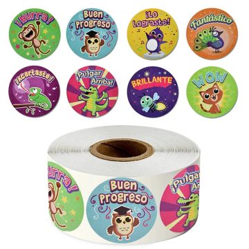 Spanish Motivational Animal Stickers for Student Rewards
