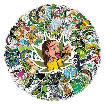 Smoking Leaves Character Waterproof Stickers - Graffiti Decals for Motorcycle, Laptop, Guitar