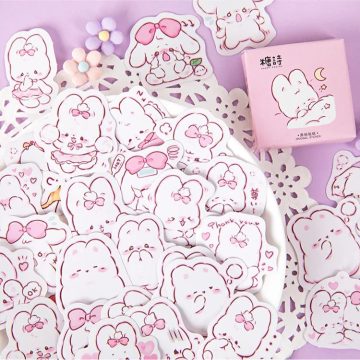 Cute Rabbit Daily Stickers - Kawaii Scrapbook & Diary Set