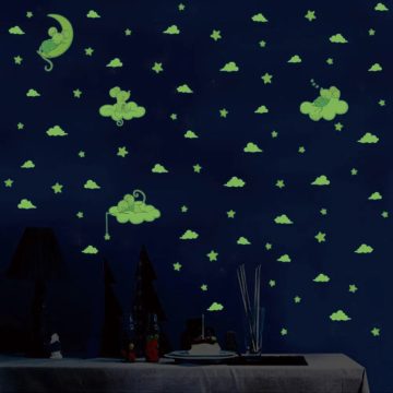 Cartoon Mouse & Cat Glow Wall Stickers - Kids Room Decor