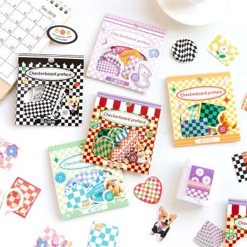 Retro Animal Grid Stickers - Scrapbooking & Phone Labels