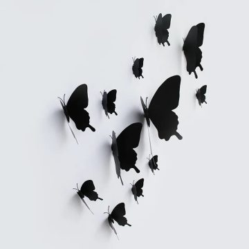 3D Black Butterfly Wall Stickers Magnetic Decor for Home & Fridge
