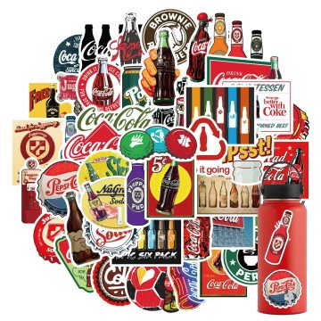 Retro Cola Bottle Cartoon Stickers - Waterproof Graffiti Decals for Suitcase