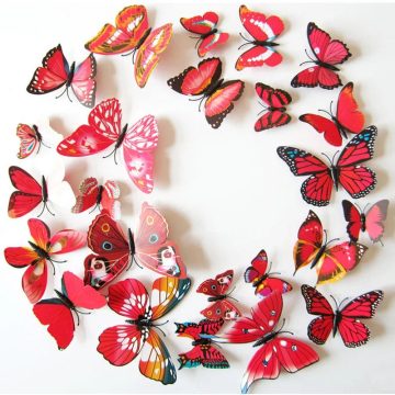 3D Red and White Butterfly Wall Stickers - Fridge & Event Decor