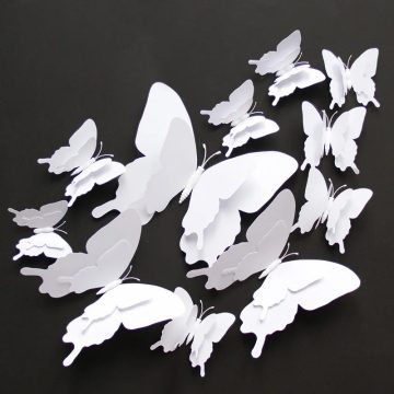 3D White Butterfly Wall Stickers - Magnetic Double-Layer Decor