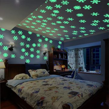 Glow-in-the-Dark Snowflake Stickers Christmas Room Decor