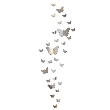 3D Mirror Butterfly Wall Stickers - Decorative Set for Home & Weddings