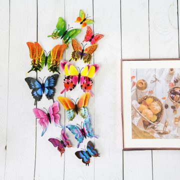 Double Layer 3D Butterfly Wall Stickers Fridge Magnets for Home Decor