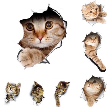 3D Cat & Dog Wall Stickers Vinyl Bathroom Decor Art