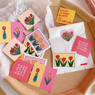 Vintage Tulip Flower Stickers Scrapbooking and Diary Decor
