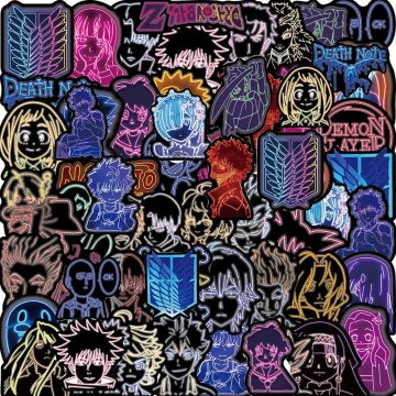 Neon Light Anime Stickers Mix - Jujutsu Kaisen Hunter??Hunter Decals for Car Phone