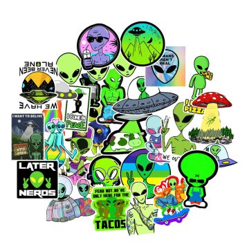 Alien UFO Anime Stickers - Waterproof Graffiti Decals for Laptop Guitar Fridge