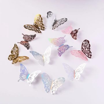 Colorful 3D Silver Butterfly Wall Stickers for Home Decoration