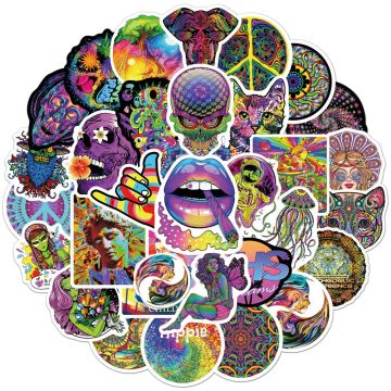 Laser Psychedelic Stickers - Street Art Graffiti Decals for Skateboard Laptop