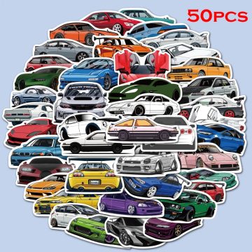 Cartoon Car Stickers for Laptop, Luggage, Skateboard, Bike