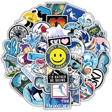 Skiing Winter Sport Cartoon Stickers for Snowboard Skateboard Helmet
