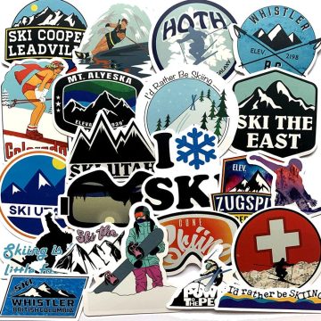 Winter Ski Mountain Graffiti Stickers - Snow Sport Decals